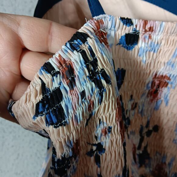 Band of Gypsies Floral Mini Dress - Cream and Blue - Picture 9 of 12